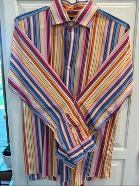 Express Multicolor Striped Dress Shirt in Blue, Red, Yellow, Pink, Cream